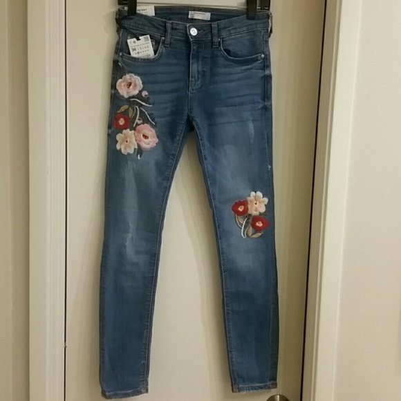 Zara The Skinny in Helen embroidered jeans 4 NWT - Picture 6 of 8